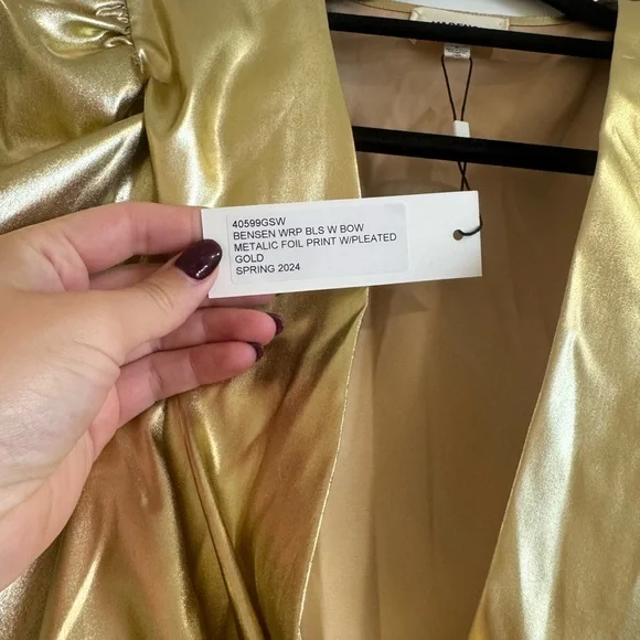 L’Agence Bensen Wrap Blouse with Buckle in Gold - Picture 3 of 3